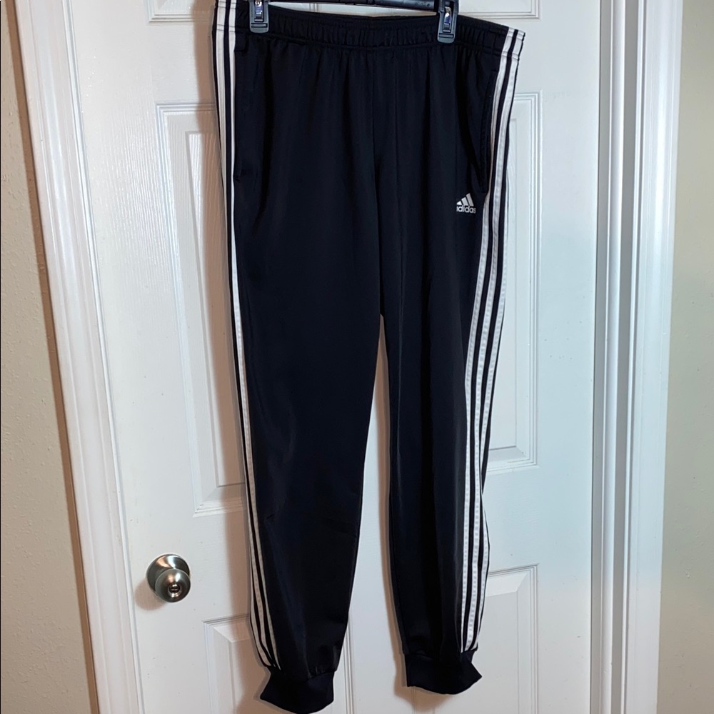 adidas Men Black Joggers with White Triple Stripes Size XL